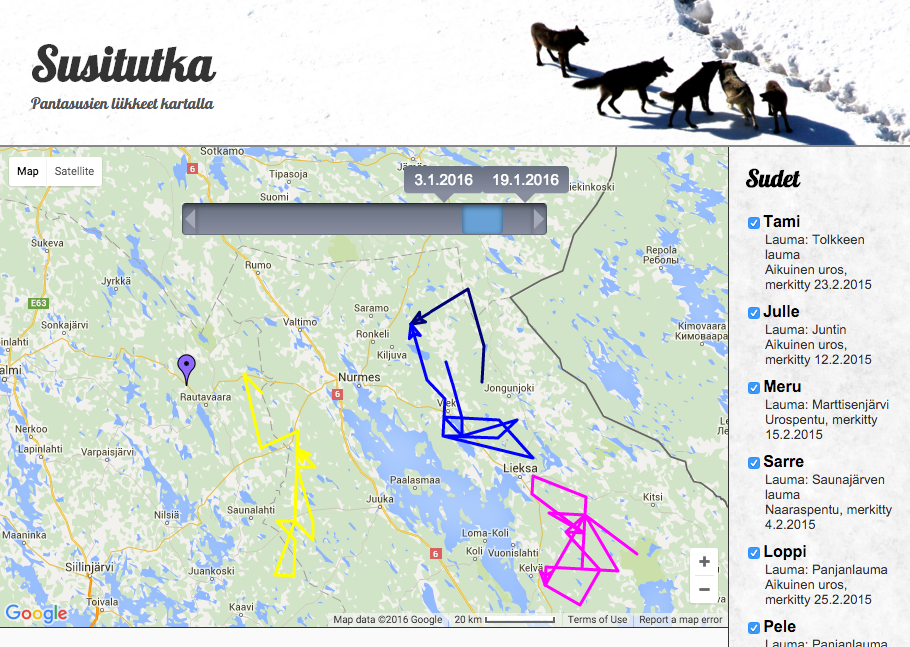 Susitutka näyttää pantasusien liikkeet kartalla
