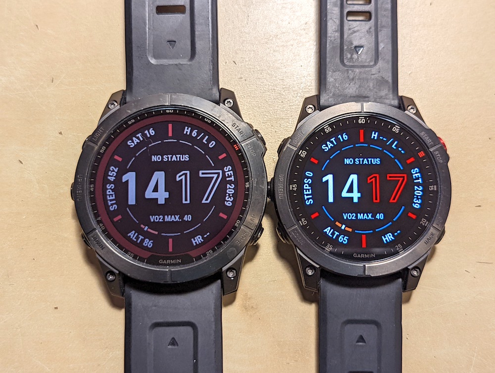 Fenix 7X ja Epix seikkailukellot vierekkäin
