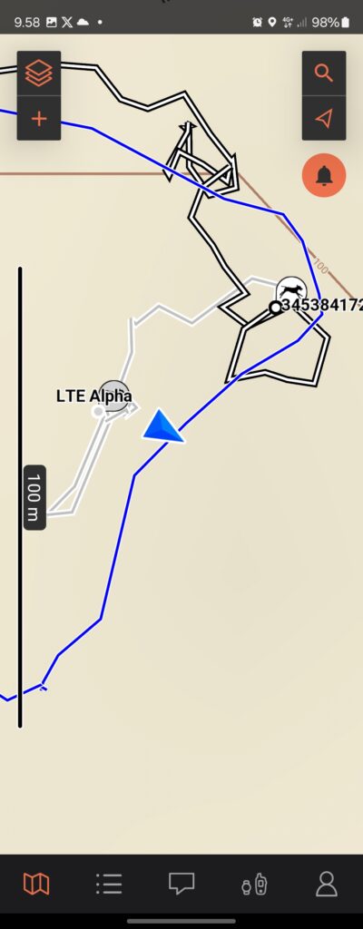 Kuvankaappaus android Garmin Alpha  -sovelluksesta